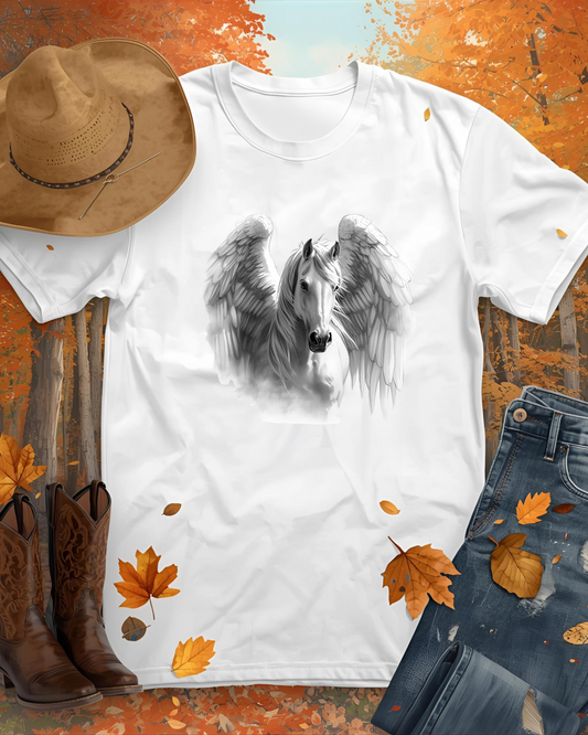 Horse with Angel Wings Graphic Tee